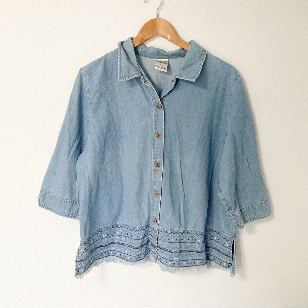 Vintage Light Blue Denim Button-Up Shirt